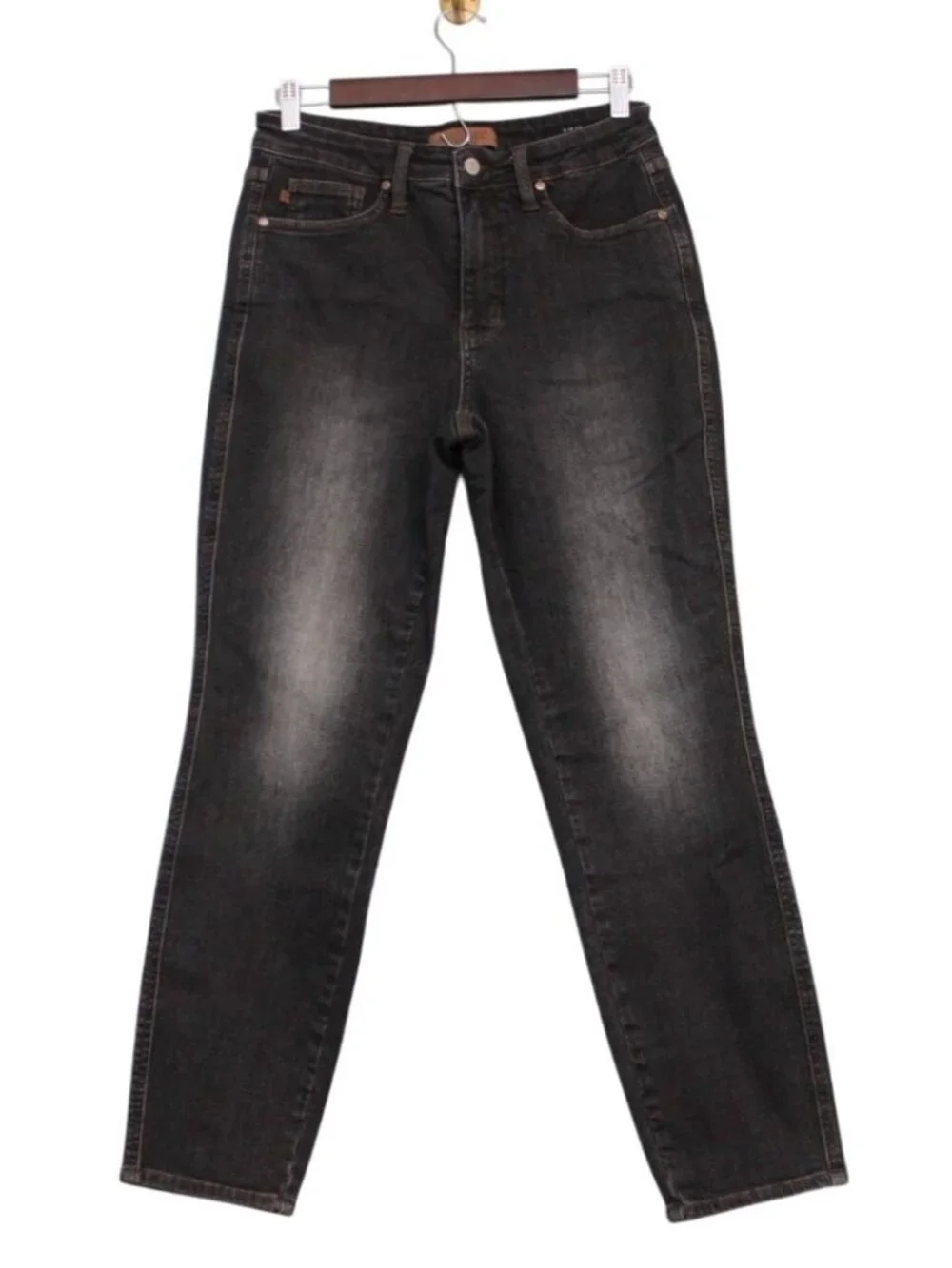 Judy Blue Jeans Size 7 28 Slim Fit Black Stretch Denim Tummy Control Preppy - Picture 1 of 12